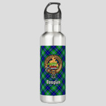 Clan Douglas Crest over Tartan Stainless Steel Water Bottle