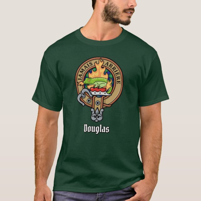 Clan Douglas Crest over Tartan T-Shirt (Front)
