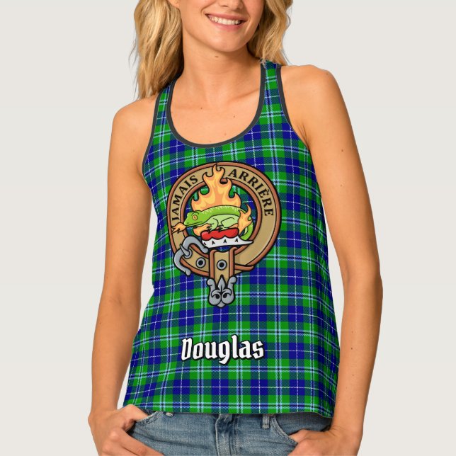 Clan Douglas Crest over Tartan Tank Top (Front)