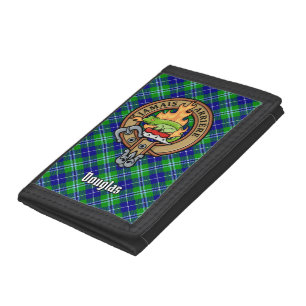 Clan Douglas Crest over Tartan Tri-fold Wallet