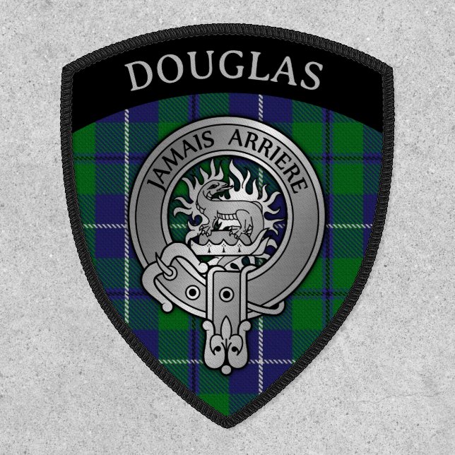 Clan Douglas Crest & Tartan Shield Patch (Front)