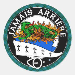 Clan Douglas Crest with Modern Douglas Tartan Classic Round Sticker