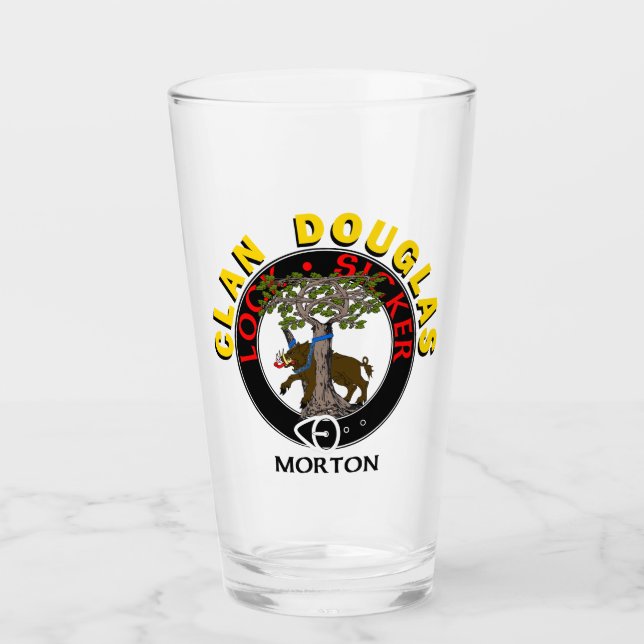 Clan Douglas "LOCK SICKER" 16oz Glass Tumbler (Front)
