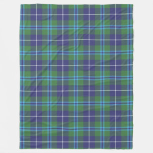 Clan Douglas Plaid Green Black Tartan Check Fleece Blanket
