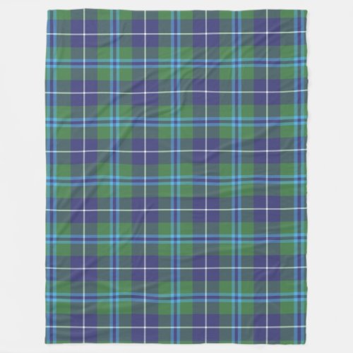 Clan Douglas Plaid Green Black Tartan Check Fleece Blanket