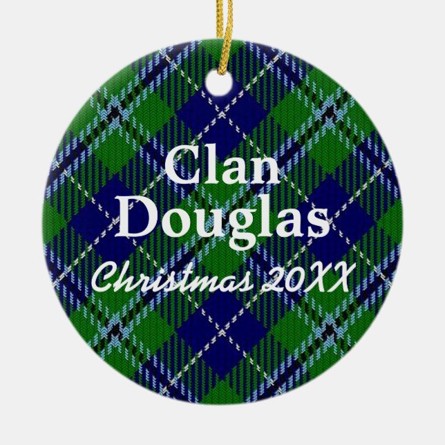 Clan Douglas Scottish Tartan Ceramic Ornament (Front)