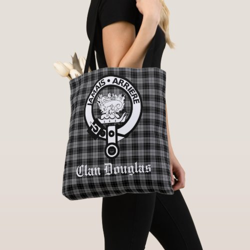 Clan Douglas Tartan and Crest Badge Tote Bag