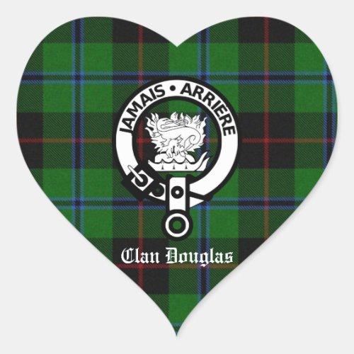 Clan Douglas Tartan Crest Heart Sticker