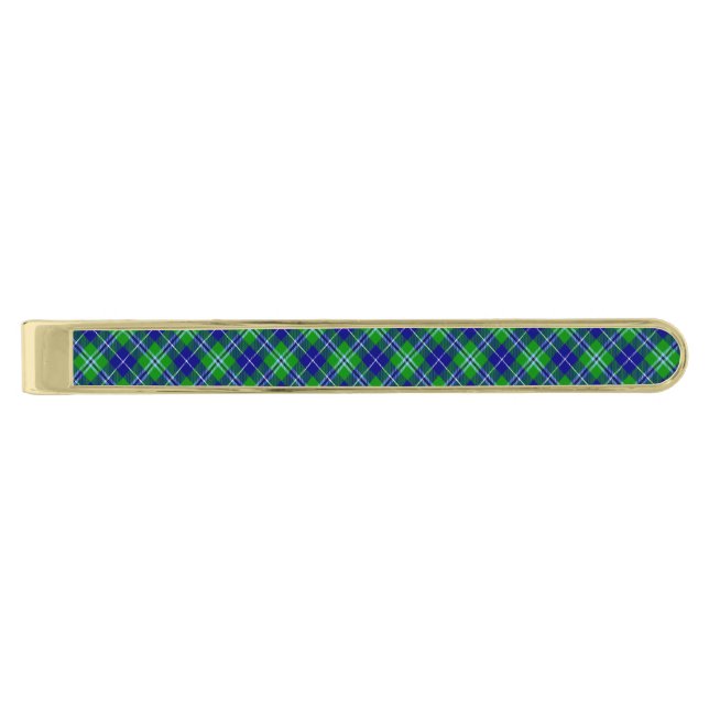Clan Douglas Tartan Gold Finish Tie Bar (Front)