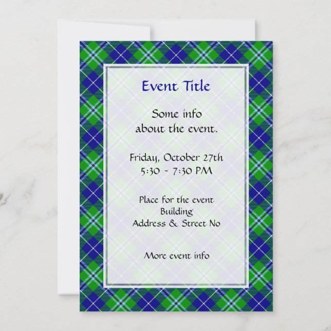Clan Douglas Tartan Invitation (Back)