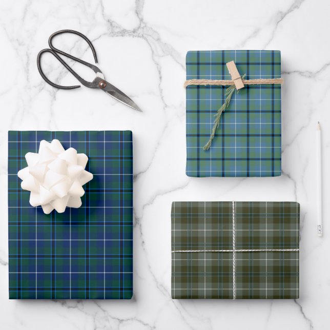Clan Douglas Tartan Variations Wrapping Paper Sheets (Front)