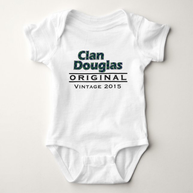 Clan Douglas Vintage Customize Your Birthyear Baby Bodysuit (Front)