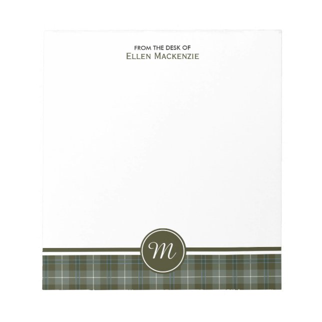 Clan Douglas Weathered Tartan Monogram Notepad (Front)