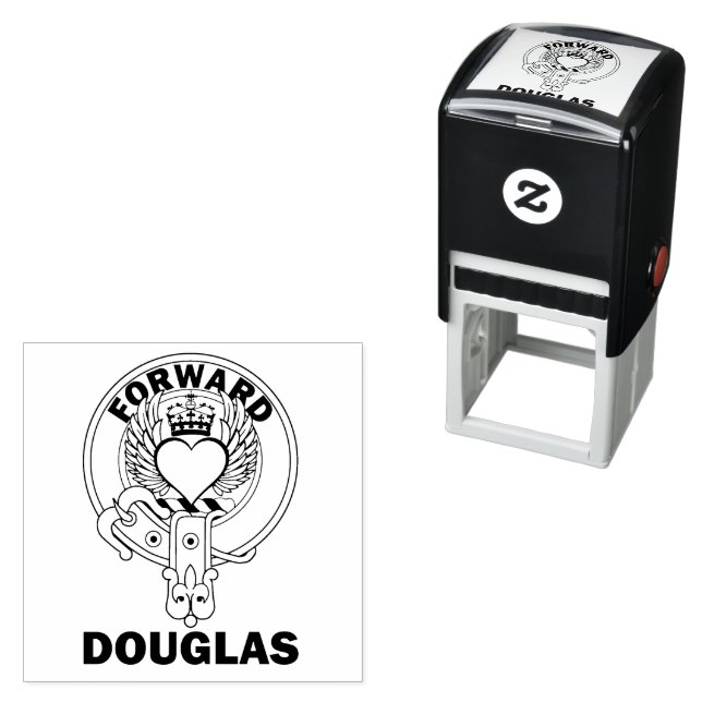 Clan Douglas Winged Heart Crest Self-inking Stamp (In Situ)