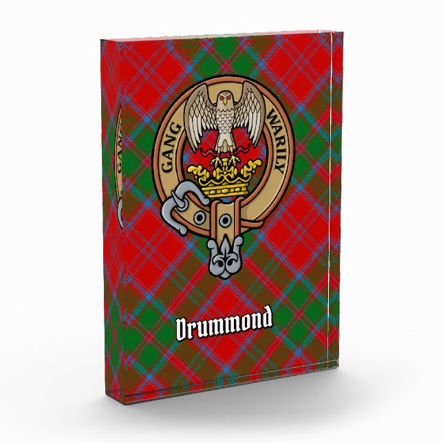 Clan Drummond Crest over Tartan Acrylic Award (Left)