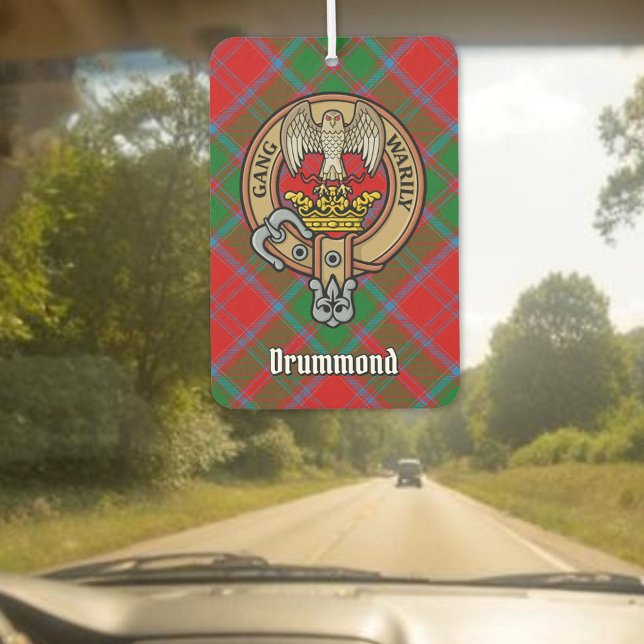 Clan Drummond Crest over Tartan Air Freshener (Creator Uploaded)