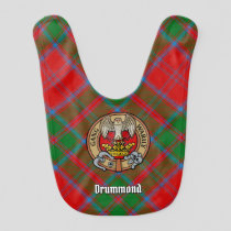 Clan Drummond Crest over Tartan Baby Bib