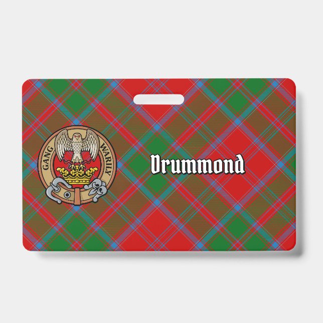 Clan Drummond Crest over Tartan Badge (Front)