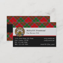 Clan Drummond Crest over Tartan Business Card