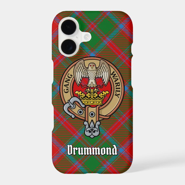 Clan Drummond Crest over Tartan Case-Mate iPhone Case (Back)