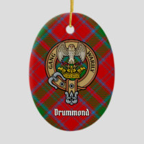 Clan Drummond Crest over Tartan Ceramic Ornament