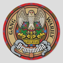 Clan Drummond Crest over Tartan Classic Round Sticker