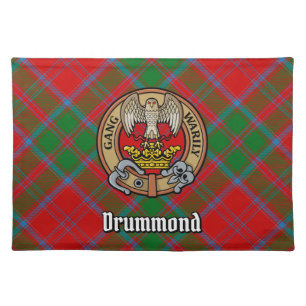 Clan Drummond Crest over Tartan Cloth Placemat