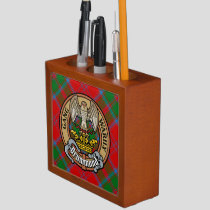 Clan Drummond Crest over Tartan Desk Organizer