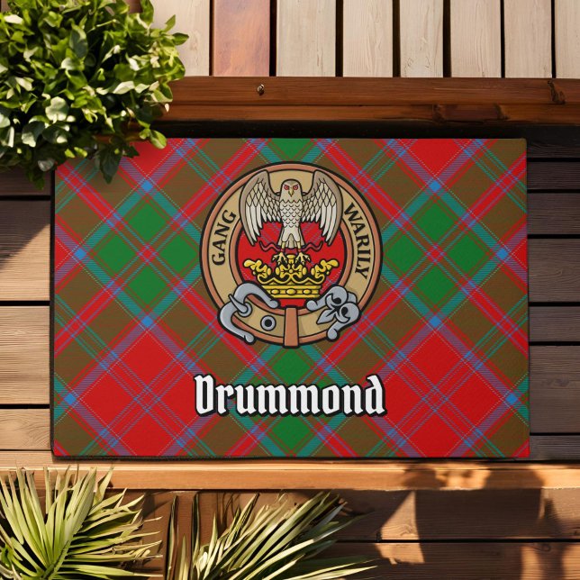 Clan Drummond Crest over Tartan Doormat (Creator Uploaded)