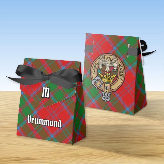 Clan Drummond Crest over Tartan Favor Boxes (Creator Uploaded)