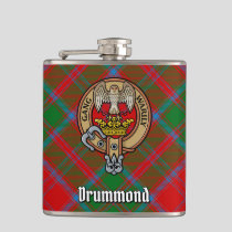 Clan Drummond Crest over Tartan Flask