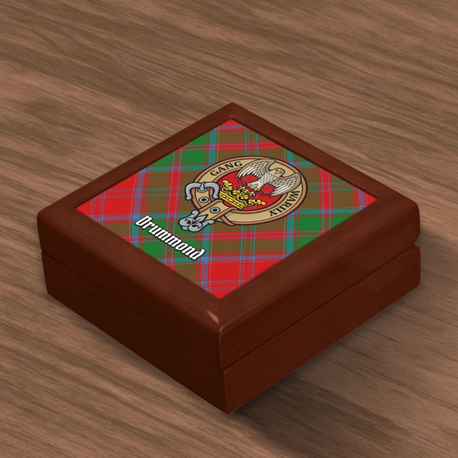 Clan Drummond Crest over Tartan Gift Box (Creator Uploaded)