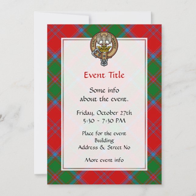 Clan Drummond Crest over Tartan Invitation (Front)