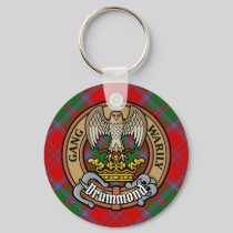 Clan Drummond Crest over Tartan Keychain