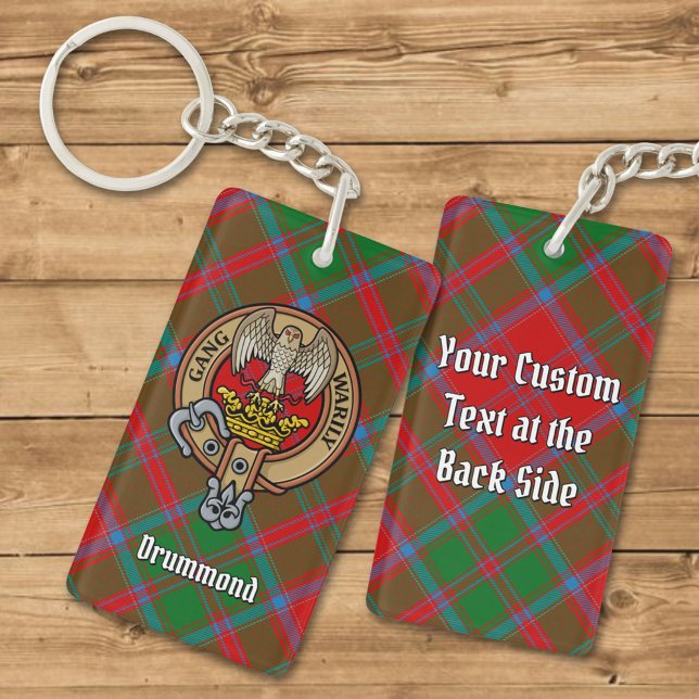 Clan Drummond Crest over Tartan Keychain (Creator Uploaded)