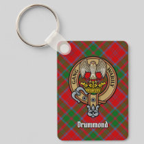 Clan Drummond Crest over Tartan Keychain