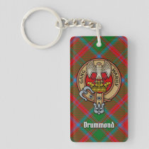 Clan Drummond Crest over Tartan Keychain