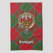 Clan Drummond Crest over Tartan Kitchen Towel