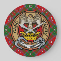 Clan Drummond Crest over Tartan Large Clock