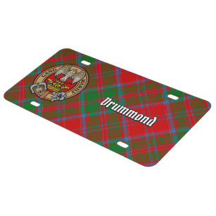 Clan Drummond Crest over Tartan License Plate