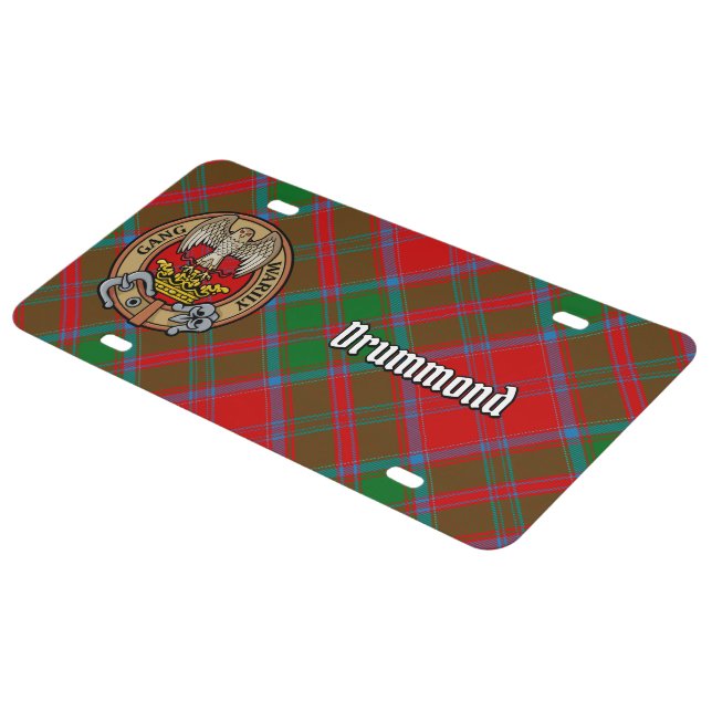 Clan Drummond Crest over Tartan License Plate (Side)