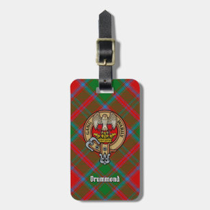 Clan Drummond Crest over Tartan Luggage Tag