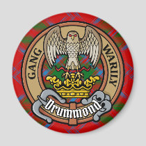 Clan Drummond Crest over Tartan Magnet