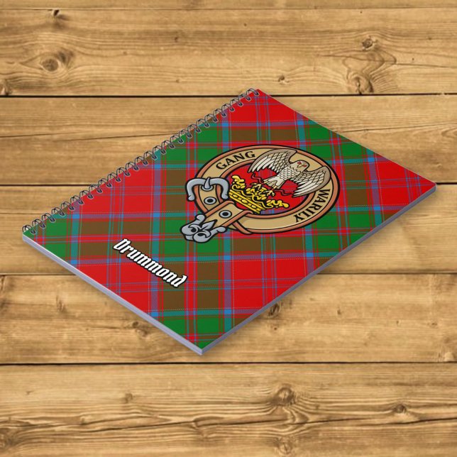 Clan Drummond Crest over Tartan Notebook (Creator Uploaded)