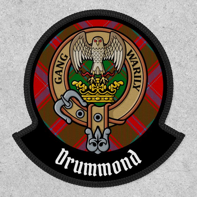 Clan Drummond Crest over Tartan Patch (Front)