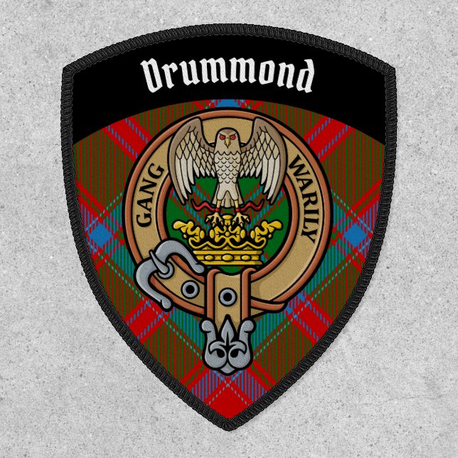 Clan Drummond Crest over Tartan Patch (Front)