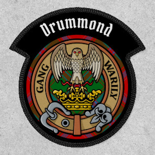 Clan Drummond Crest over Tartan Patch