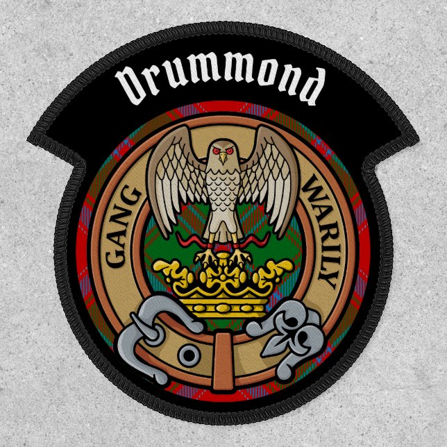 Clan Drummond Crest over Tartan Patch (Front)