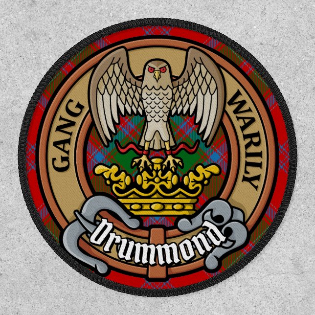 Clan Drummond Crest over Tartan Patch (Front)