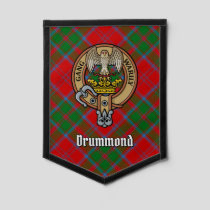 Clan Drummond Crest over Tartan Pennant